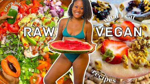 RAW VEGAN WHAT I EAT IN DAY + EASY RECIPES! 🍓🥑🌱