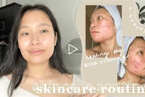 my holy grail skincare routine | how I healed my severe acne scarring, texture &..