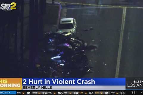 Grisly crash in Beverly Hills sends two people to hospital after they tried to flee from police