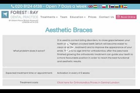 Aesthetic Braces London - Forest & Ray - Dentists, Orthodontists, Implant Surgeons