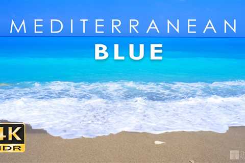 4K HDR Mediterranean Blue – Crashing Sea Waves – Ocean Surf Sounds – 60 fps..