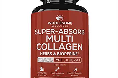 Super-Absorb Multi Collagen Pills (Type I II III V X) Organic Herbs and Bioperine - Anti-Aging,..