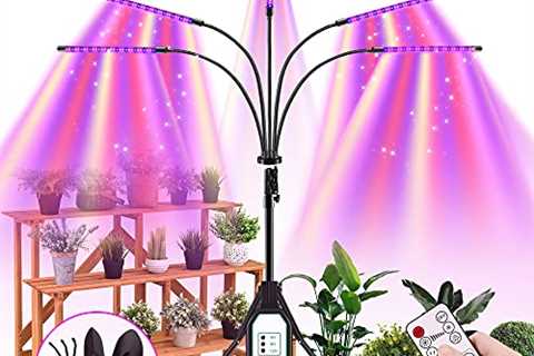 LED Grow Light Indoor Plants - 5 Heads 200W 150LED Plant Light with Adjustable Stand,Auto On/Off..