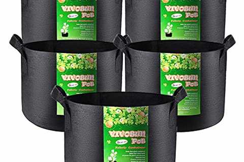 VIVOSUN 5-Pack 5 Gallon Grow Bags Heavy Duty 300G Thickened Nonwoven Plant Fabric Pots with Handles