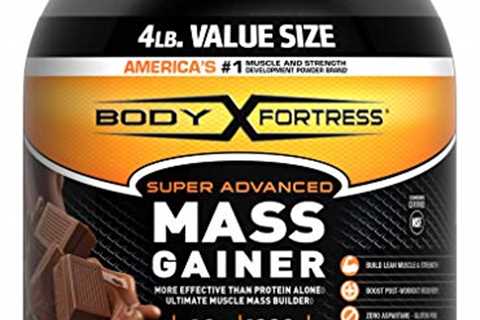 Body Fortress Super Advanced Mass Gainer Whey Protein Powder, Gluten Free, Chocolate, 4 Lb