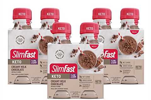 SlimFast Keto Meal Replacement Shake, Creamy Milk Chocolate, Low Carb Ready to Drink Shake with..