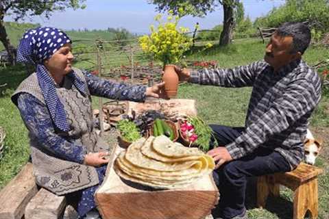 Making Traditional Caucasian 100% Organic Dish, Göy Kətəsi, Organic Food