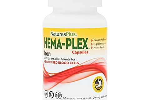 NaturesPlus Hema-Plex Iron - 60 Fast-Acting Capsules - 85 mg Elemental Iron + Vitamin C ..