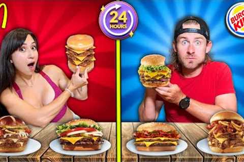 We Ate The UNHEALTHIEST Fast Food Burgers For 24 Hours!