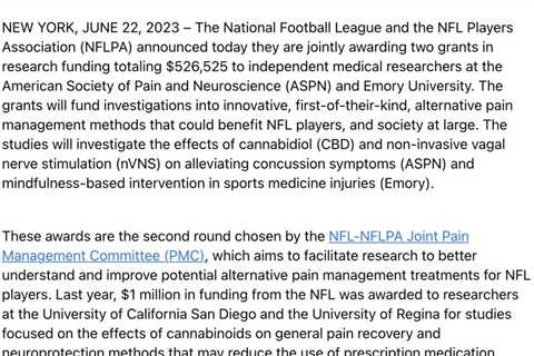 NFL and NFLPA are committing an additional $526,525 to fund studies of…
