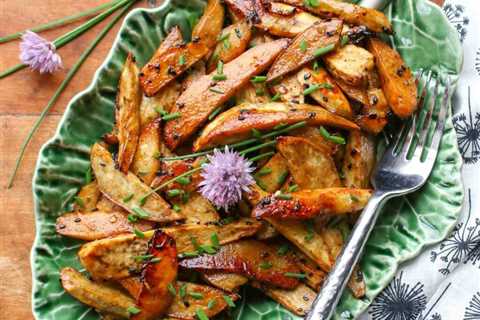 Sesame Soy Glazed Roasted Japanese Sweet Potatoes