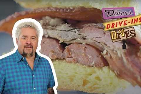 Guy Fieri Eats a Whole Hog Sandwich in Santa Barbara | Diners, Drive-Ins and Dives | Food Network