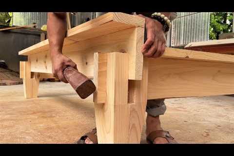 Extremely Ingenious Skills Woodworking Worker || Making Cross Joints Bed Monolithic Wood Projects