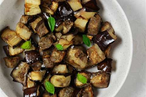 Oven Roasted Eggplant Cubes with Balsamic Vinegar