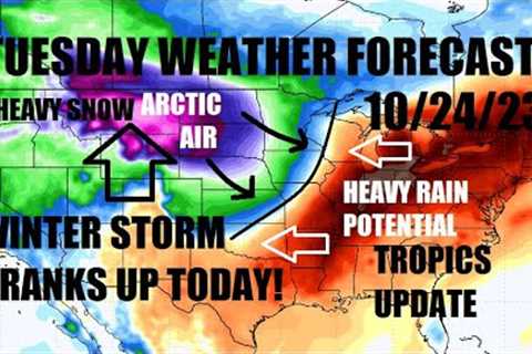 Tuesday forecast! 10/24/23 Winter storm cranks up! Heavy rain for many. Severe chance. Arctic air