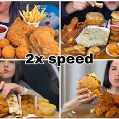 2x speed asmr eating fast food chicken burger fries crispy fried chicken \\ asmr mukbang