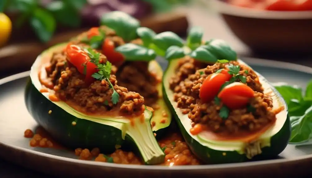 Low Carb Recipe for Stuffed Zucchini With Ground Beef and Rice