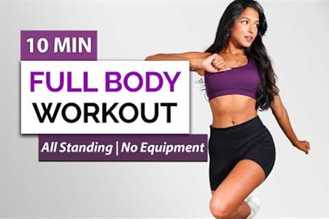 10 Min FULL BODY WORKOUT 🔥 Weight Loss, All Standing, No Equipment | No Jumping, Small-Space
